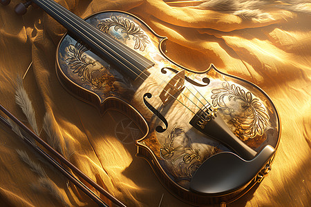 床上的小提琴图片