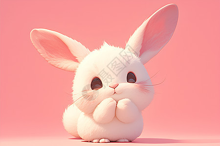 “粉色梦幻白兔翘首以待”图片