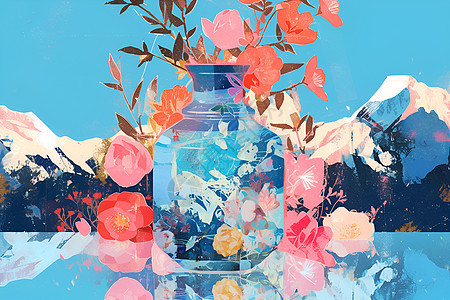 花瓶中的色彩花朵背景图片