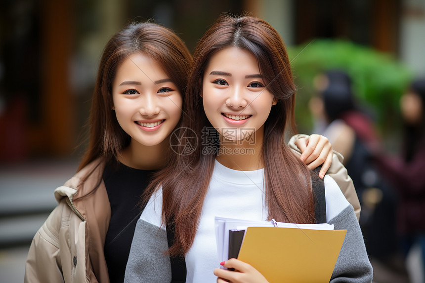 两个亚洲女大学生图片