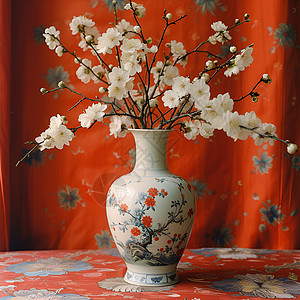 花瓶与梅花的魅力背景图片