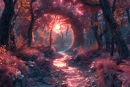 梦境森林光明的小径图片