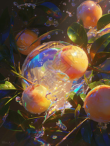 水滴滚在水果上高清图片