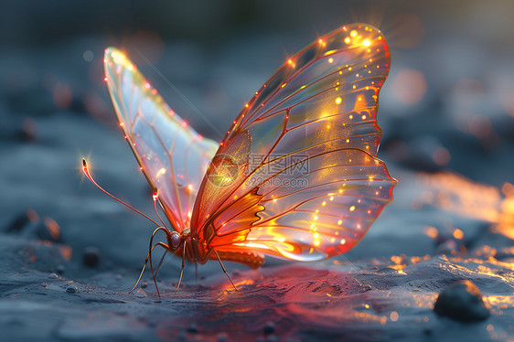 激光折射下的蝴蝶图片