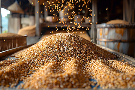丰收的粮食高粱小麦高清图片