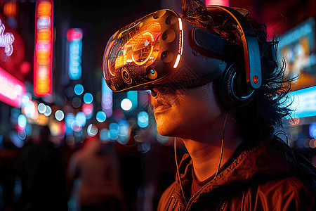 夜幕中的虚拟现实世界图片