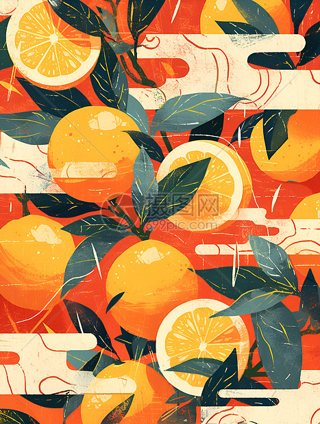 抽象创意橙子插画图片