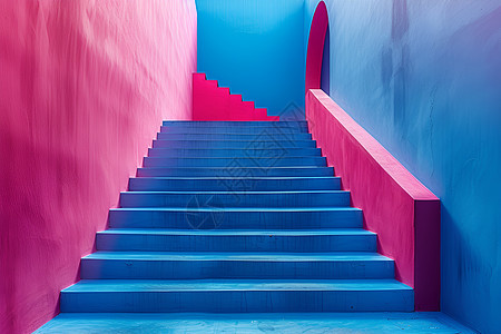 蓝粉相间的楼梯图片