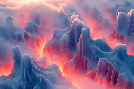 神奇山脉光影交织背景图片