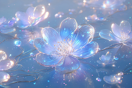 蓝色花朵漂浮图片