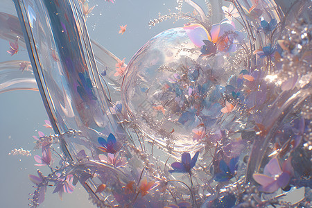 魔幻的玻璃花朵图片