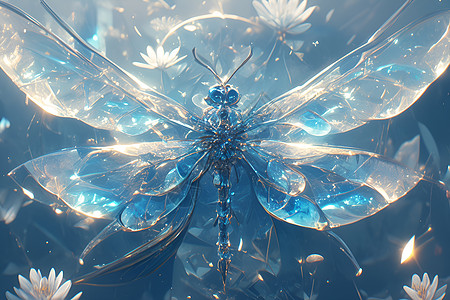 浪漫蓝色玻璃蝴蝶图片