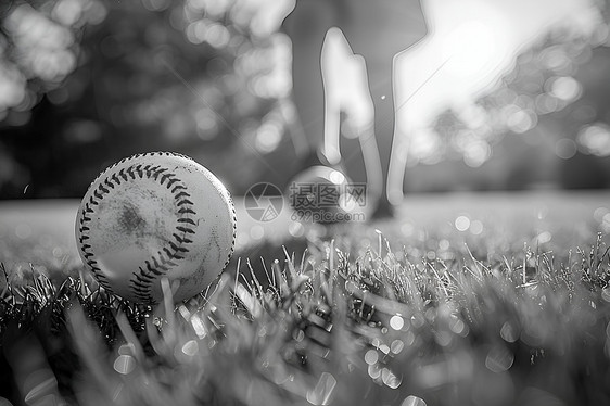 夏日草地的棒球图片