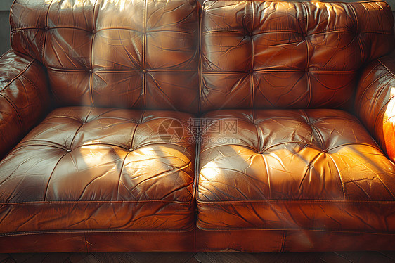 褐色皮质沙发图片