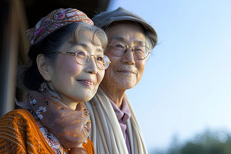 微笑的老年夫妇图片