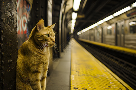 地铁站内的小猫图片