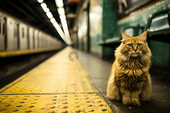 站台上的动物猫咪图片