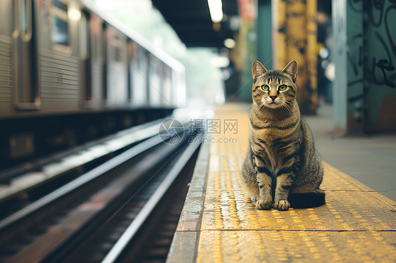 地台站台上的猫咪图片