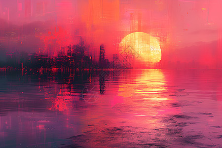 日落下的水域图片