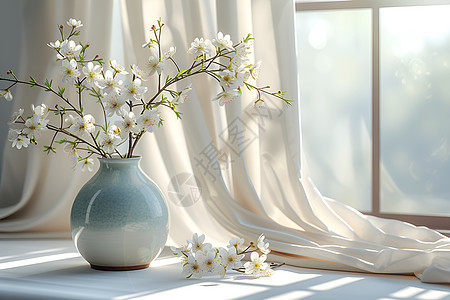 窗台上的花束背景图片