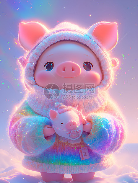 可爱梦幻的猪猪图片