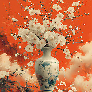 梅花和花瓶背景图片