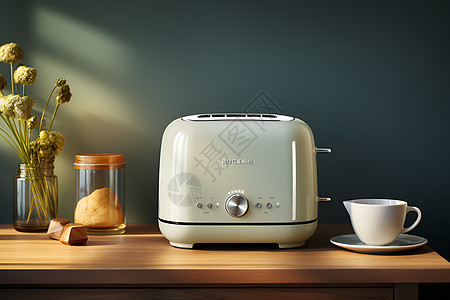 白色早餐机小家电面包机高清图片