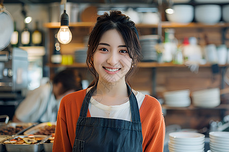 活力四溢的女店员背景