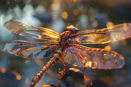 发光的蜻蜓翅膀图片