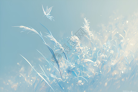 淡蓝色的草丛高清图片