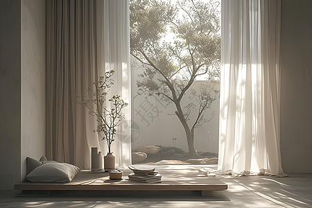 阳光家具阳光下的居室与自然融合背景