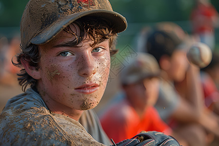阳光下的棒球少年图片