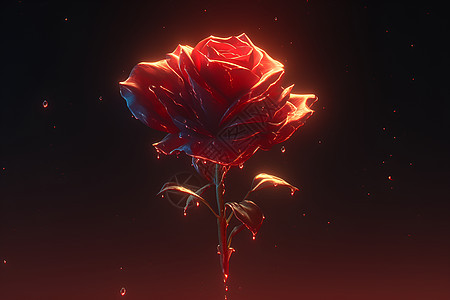 红玫瑰上的霜结唯美背景图片