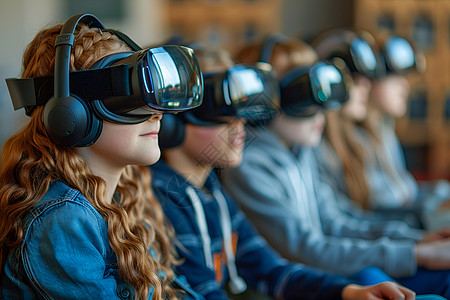 学生VR学生使用VR技术上课背景