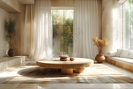 温馨的木质桌面客厅图片