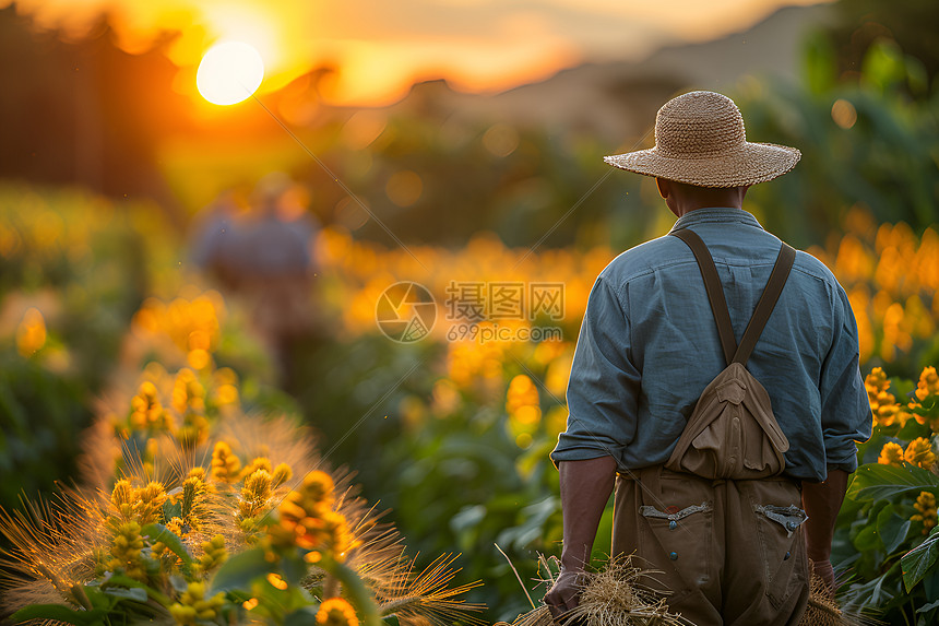 花田里的农民图片