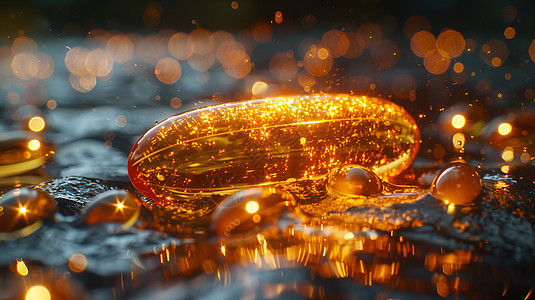 金色的鱼油胶囊图片