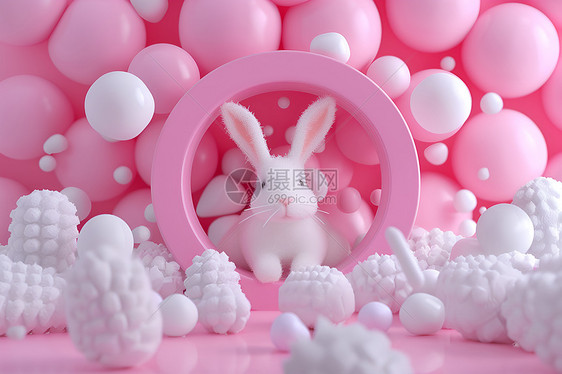 粉色兔子图片图片