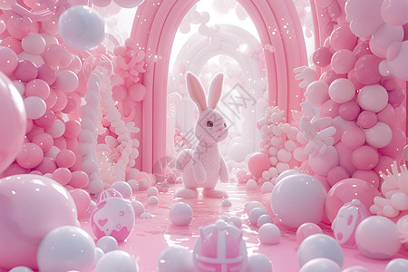 梦幻粉色兔子图片
