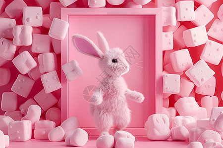 毛绒粉色兔子图片