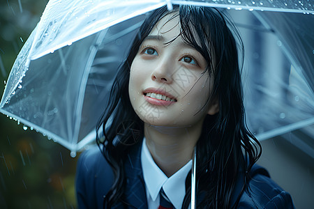 雨中的女孩背景图片