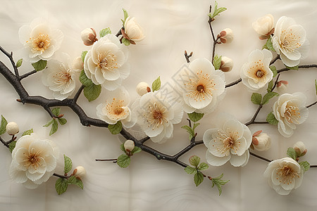 白色刺绣梅花设计图片