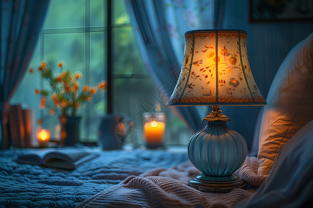 柔和灯光的卧室背景图片