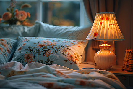 氛围灯温馨卧室中的柔光灯照背景