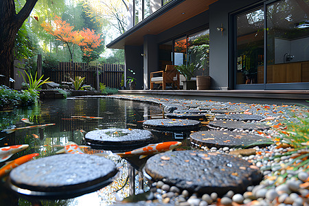 金鱼背景池塘的锦鲤背景