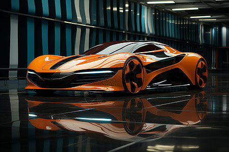 橙色跑车新能源车豪车高清图片