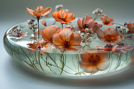 水缸里的花朵图片