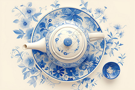 陶瓷茶具青花瓷瓷素材高清图片