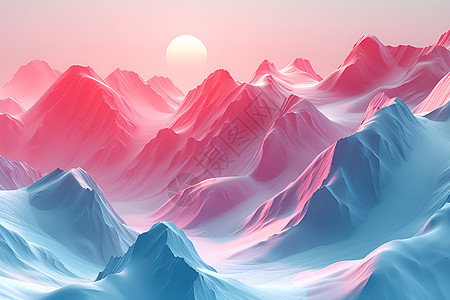 红日下的山脉图片