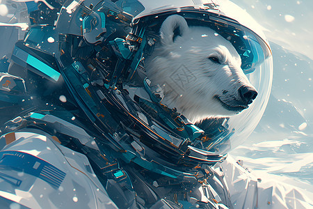 极地熊穿着太空服图片